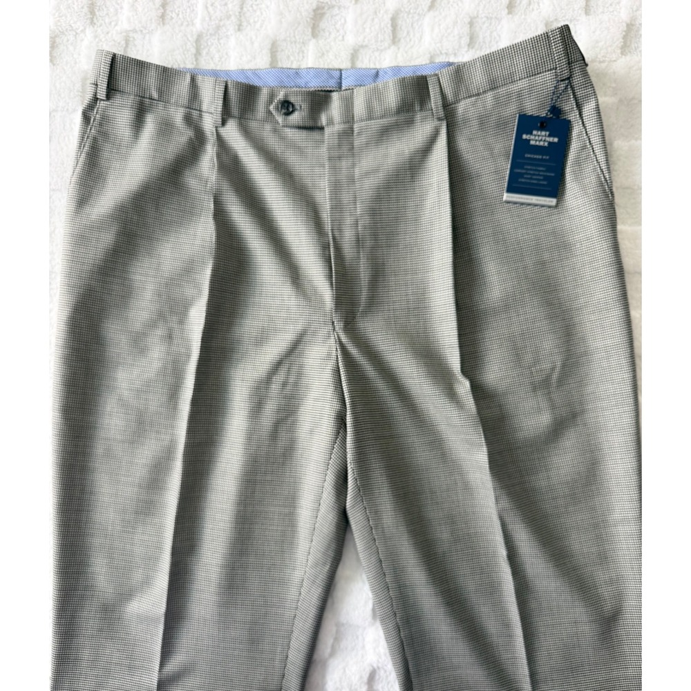 NWT-Hart Schaffner Marx Wool Pants Houndstooth 42L Chicago Fit Unhemmed Canada